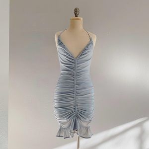 Baby Blue Runched Bodycon Dress